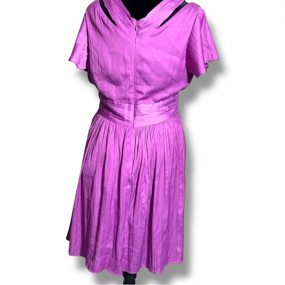 Anthropologie Vibrant Purple Short Flutter Sleeve Empire Waist Flowy Mini Dress